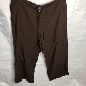 Eileen Fisher Womens Wide Leg Linen Cropped Pants Brown PS Small